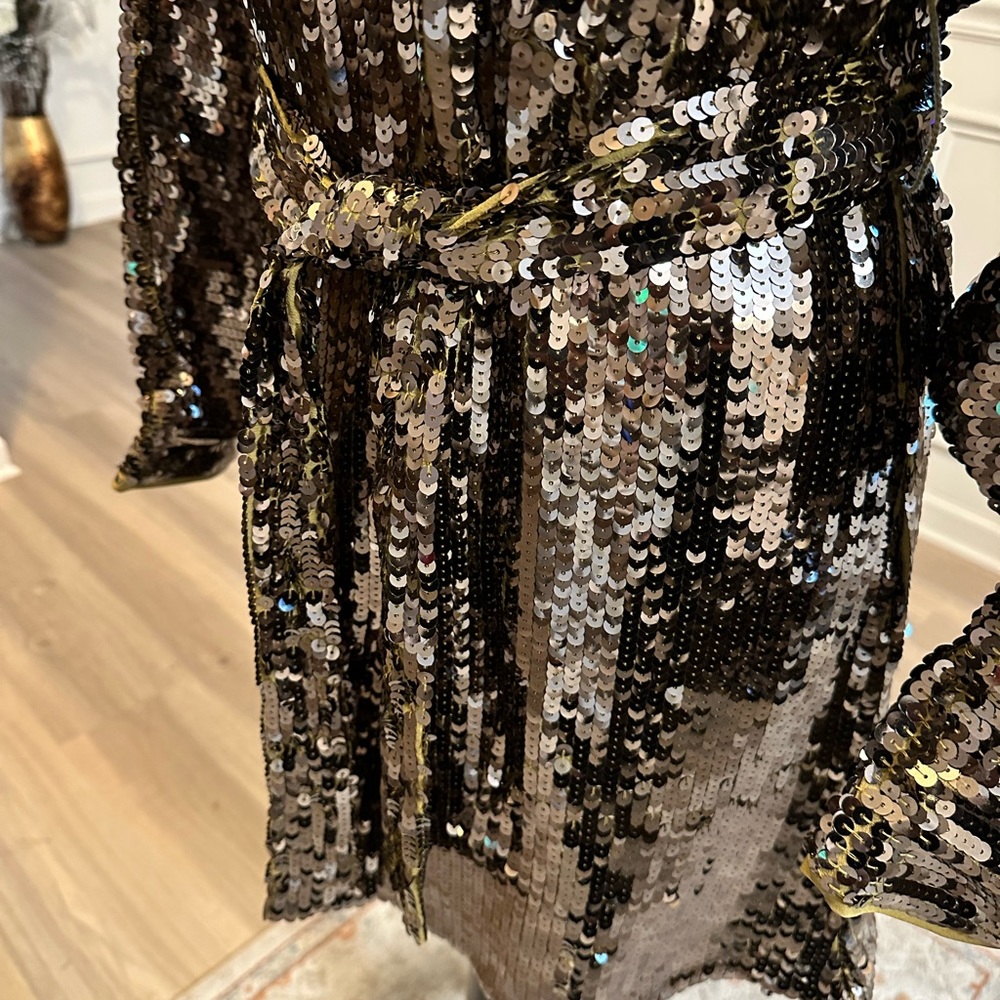 ASOS Sequin Batwing Sleeve Mini Shift Dress with belt. Size 2